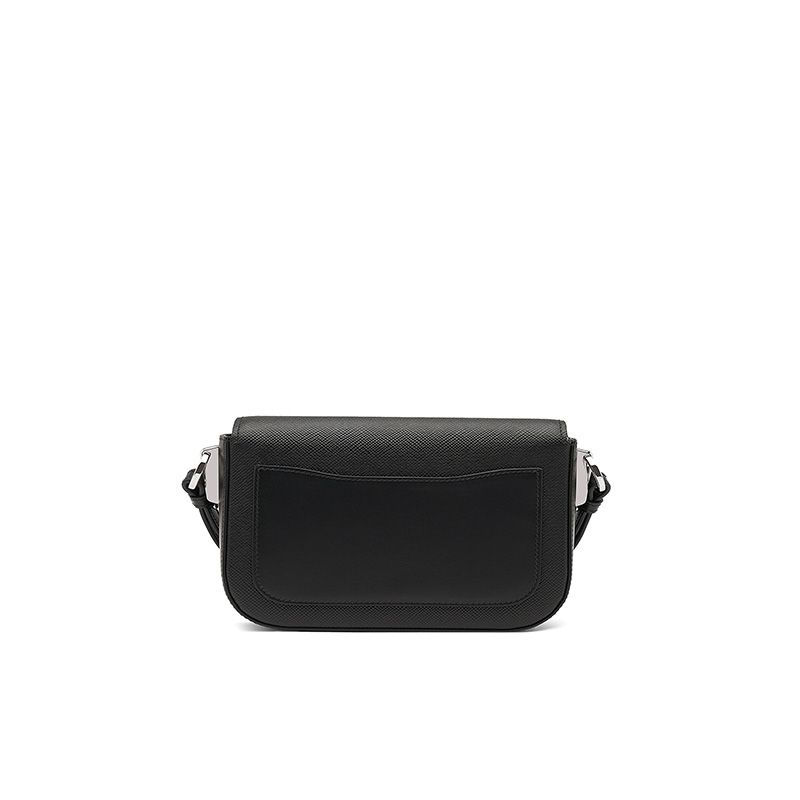 Prada 1BD249 Saffiano Leather Prada Identity Shoulder Bag In Black