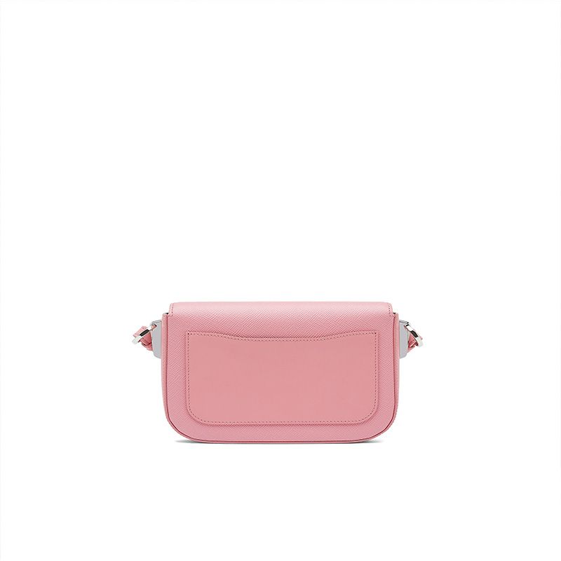 Prada 1BD249 Saffiano Leather Prada Identity Shoulder Bag In Pink