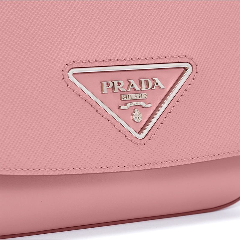 Prada 1BD249 Saffiano Leather Prada Identity Shoulder Bag In Pink