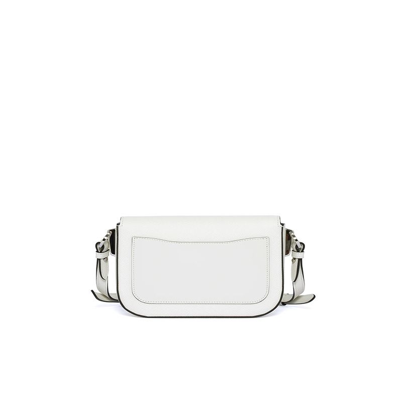 Prada 1BD249 Saffiano Leather Prada Identity Shoulder Bag In White