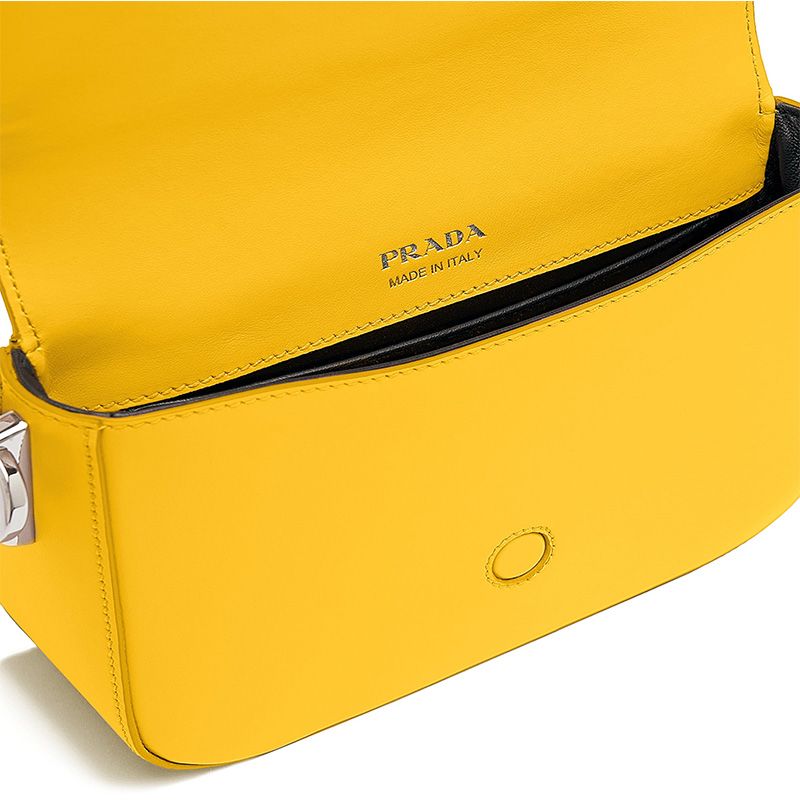 Prada 1BD249 Saffiano Leather Prada Identity Shoulder Bag In Yellow