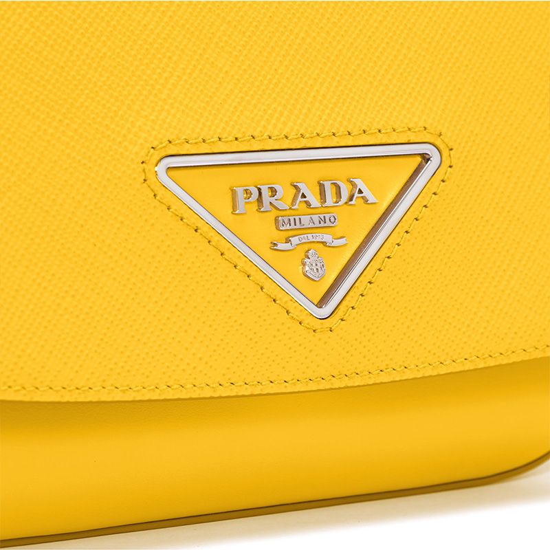 Prada 1BD249 Saffiano Leather Prada Identity Shoulder Bag In Yellow