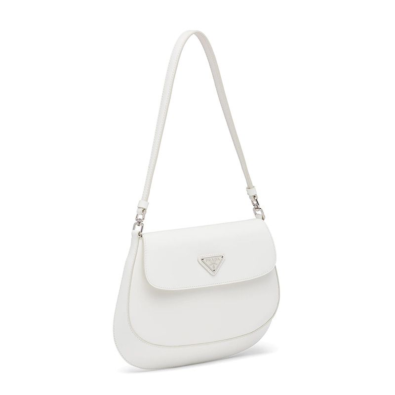 Prada 1BD311 Brushed Leather Cleo Bag In White