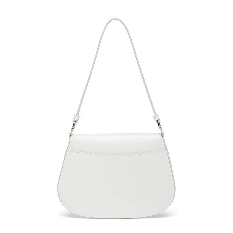 Prada 1BD311 Brushed Leather Cleo Bag In White