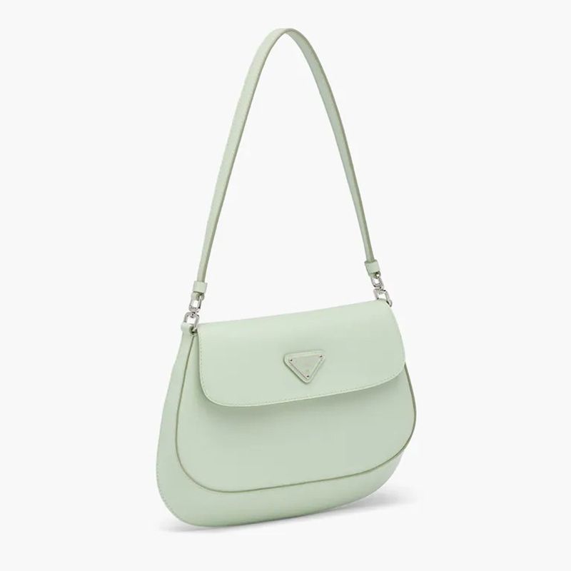 Prada 1BD311 Full Leather Cleo Bag In Light Green