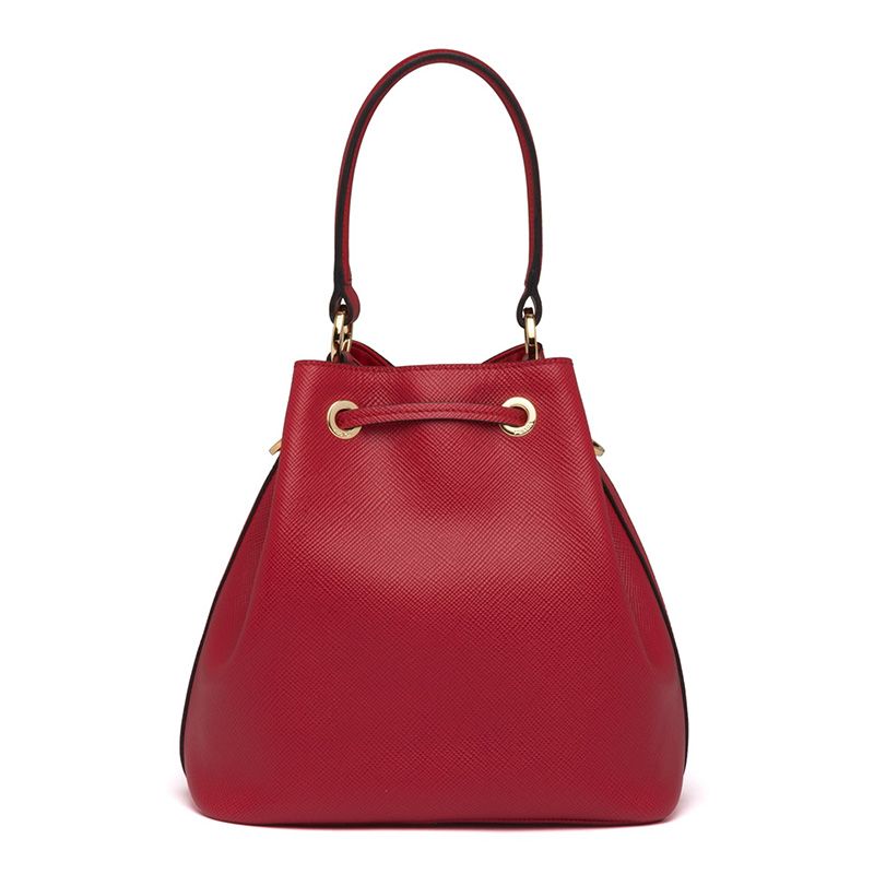 Prada 1BE032 Saffiano Leather Bucket Bag In Red