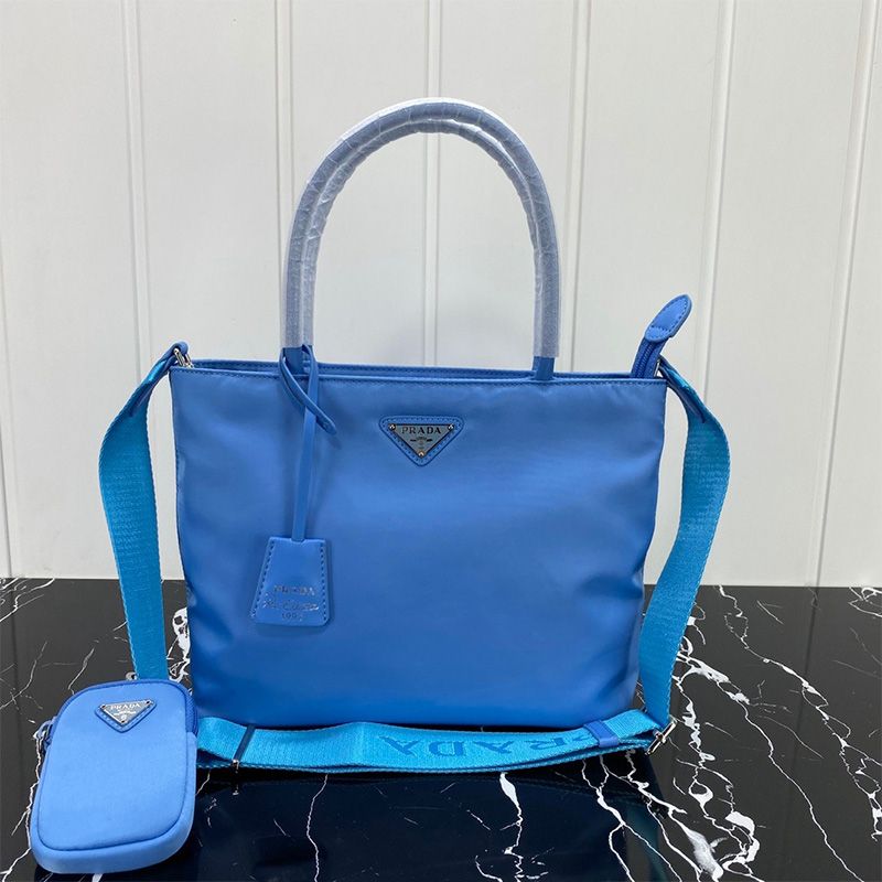 Prada 1BG320 Flat Bow Nylon Bag In Blue