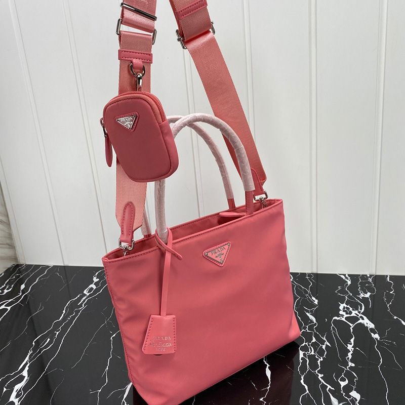 Prada 1BG320 Flat Bow Nylon Bag In Pink