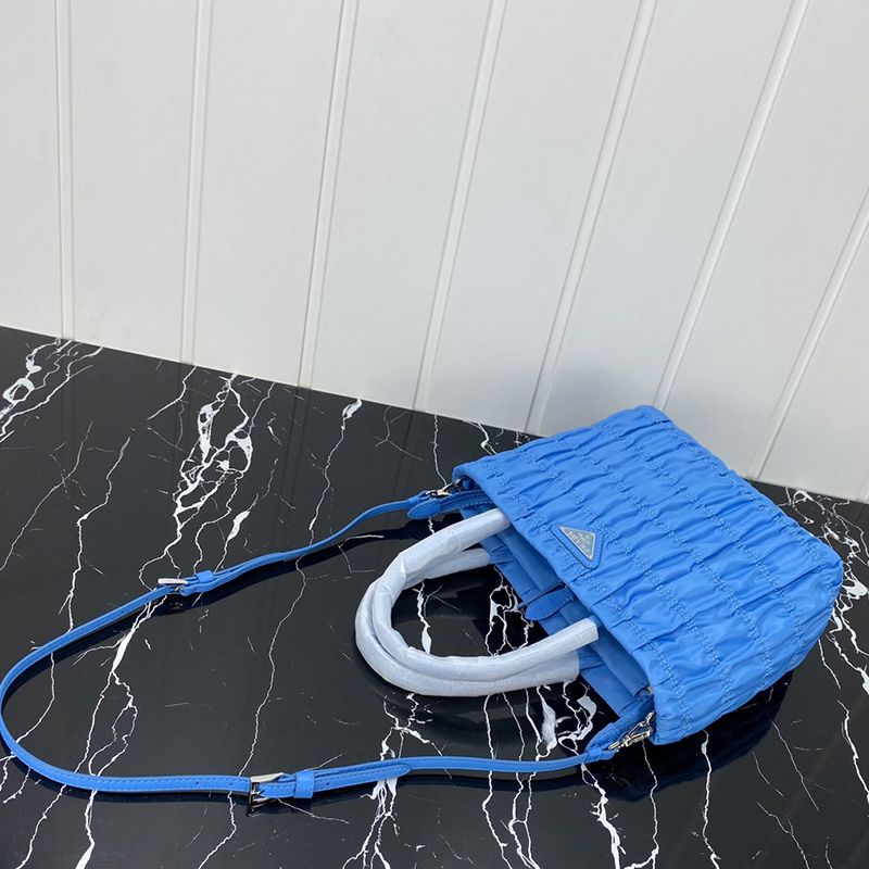 Prada 1BG321 Nylon Shoulder Bag In Blue