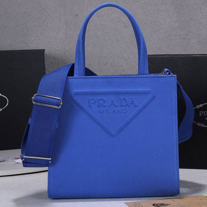 Prada 1BG382 Large Drill Tote In Blue