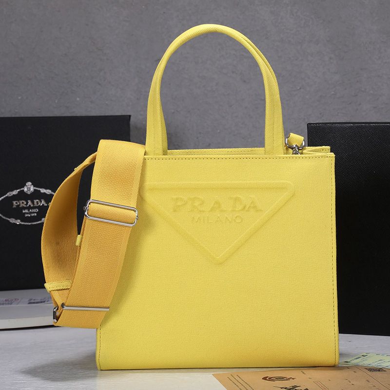 Prada 1BG382 Large Drill Tote In Yellow