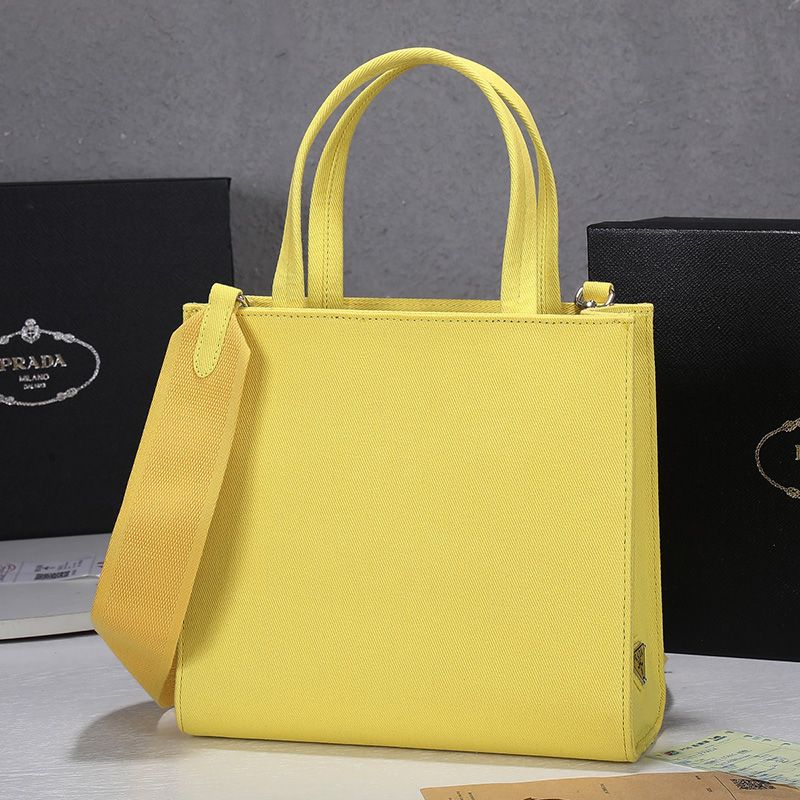 Prada 1BG382 Large Drill Tote In Yellow