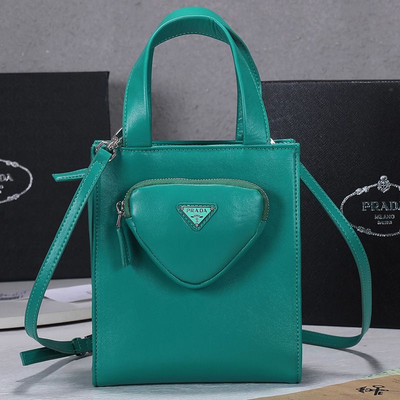 Prada 1BG418 Nappa Leather Tote In Green