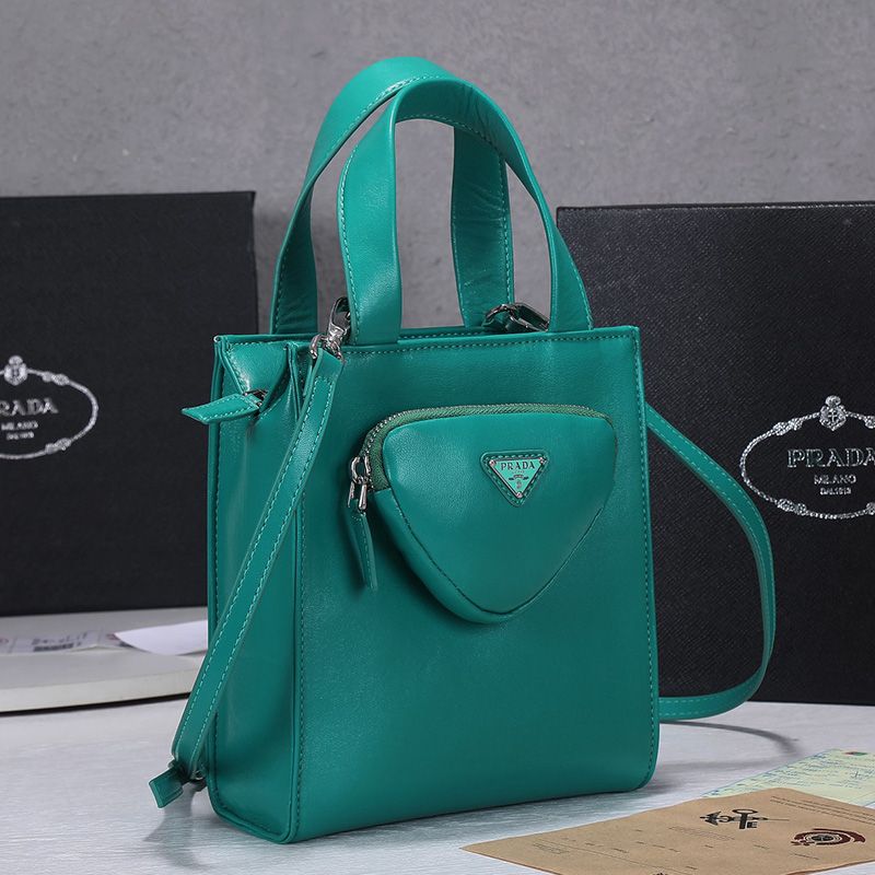 Prada 1BG418 Nappa Leather Tote In Green