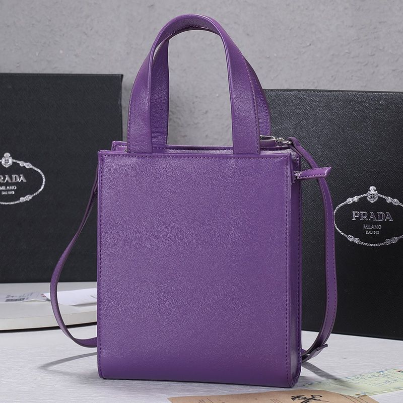 Prada 1BG418 Nappa Leather Tote In Purple