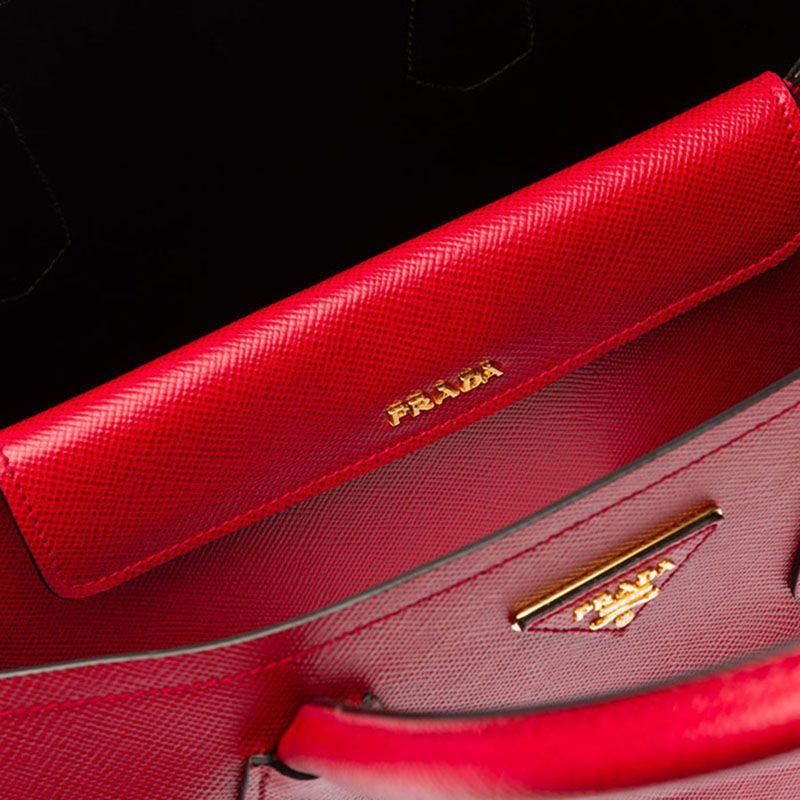 Prada 1BG756 Saffiano Leather Double Bag In Red