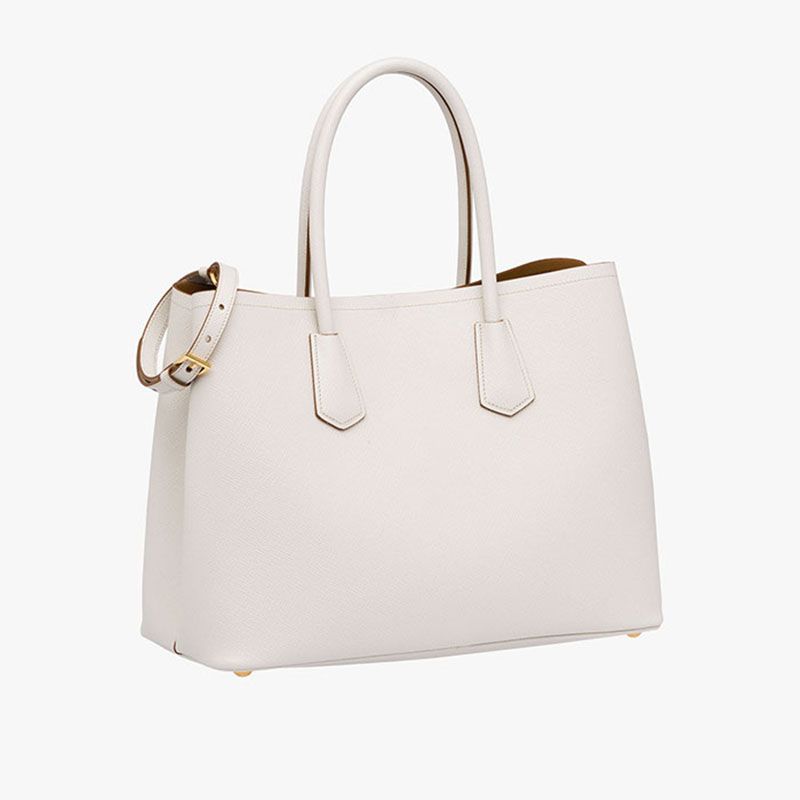 Prada 1BG756 Saffiano Leather Double Bag In White