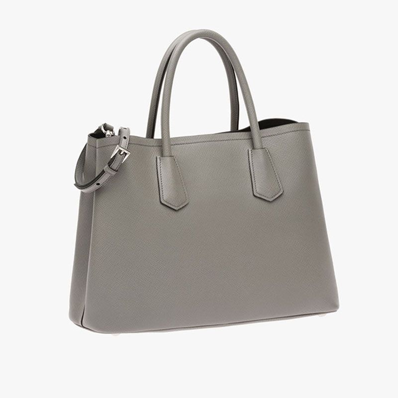 Prada 1BG775 Saffiano Leather Double Bag In Grey