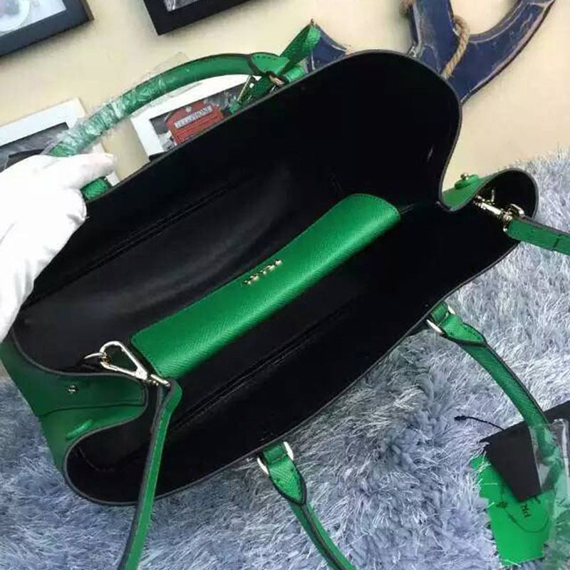 Prada 1BG820 Saffiano Leather Double Bag In Green