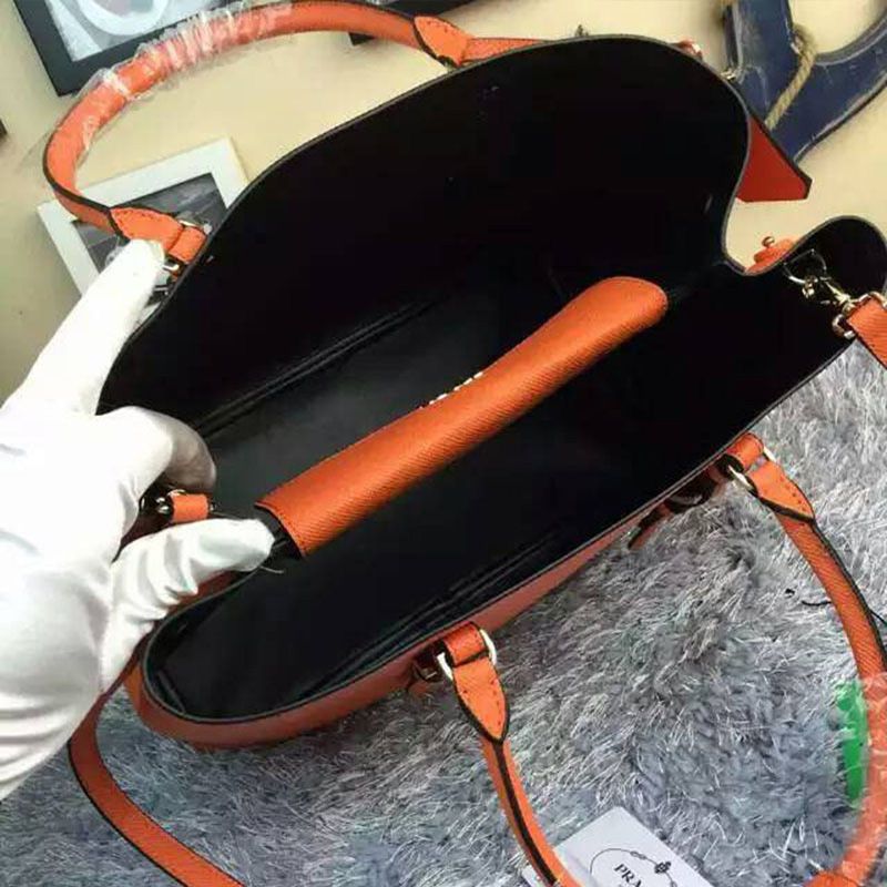 Prada 1BG820 Saffiano Leather Double Bag In Orange