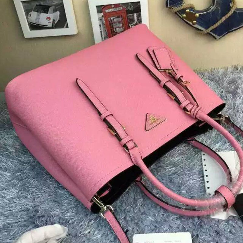 Prada 1BG820 Saffiano Leather Double Bag In Pink