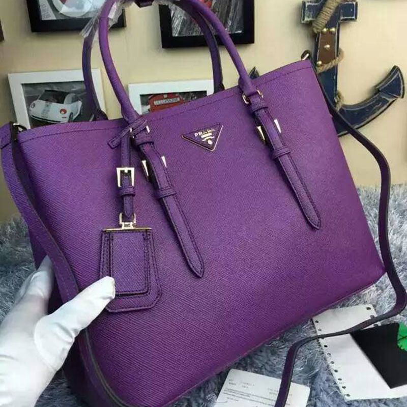 Prada 1BG820 Saffiano Leather Double Bag In Purple