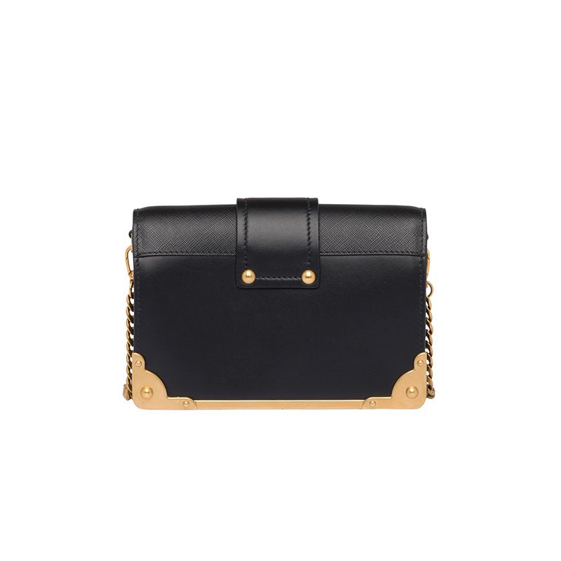 Prada 1BH018 Calf Leather Cahier Bag In Black