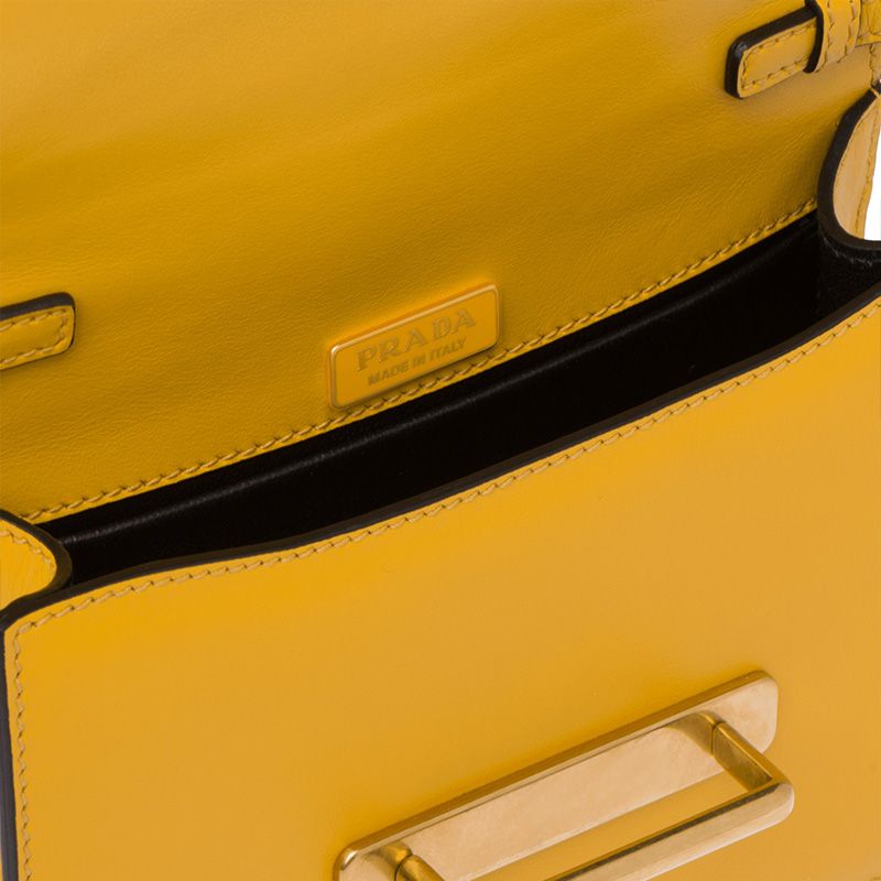 Prada 1BH018 Calf Leather Cahier Bag In Yellow