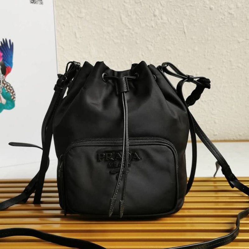 Prada 1BH038 Duet Bucket Bag In Black