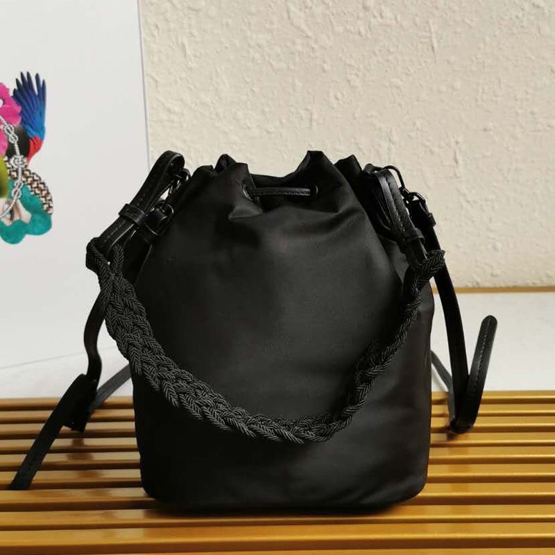 Prada 1BH038 Duet Bucket Bag In Black