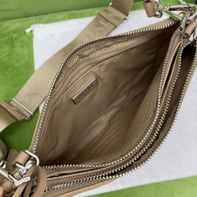 Prada 1BH046 Nylon Re-Edition Shoulder Bag In Khaki