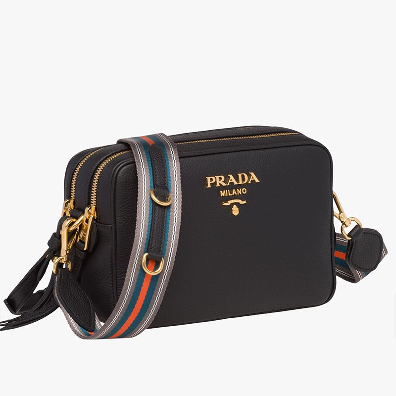 Prada 1BH082 Calf Leather Shoulder Bag In Black