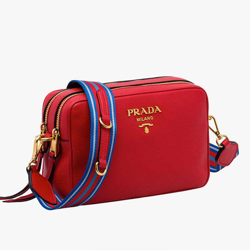 Prada 1BH082 Calf Leather Shoulder Bag In Red