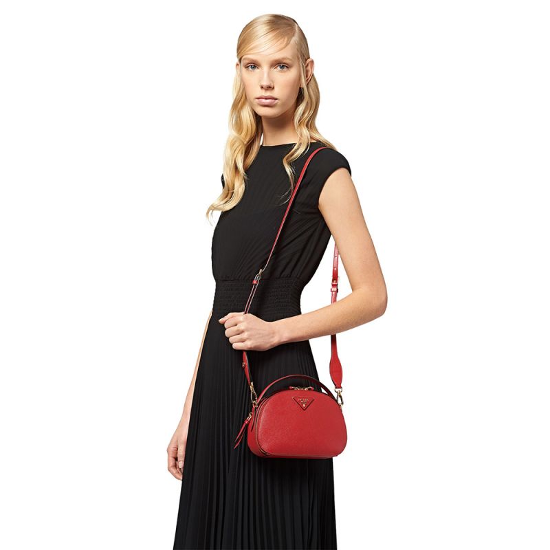 Prada 1BH123 Saffiano Leather Odette Bag In Red