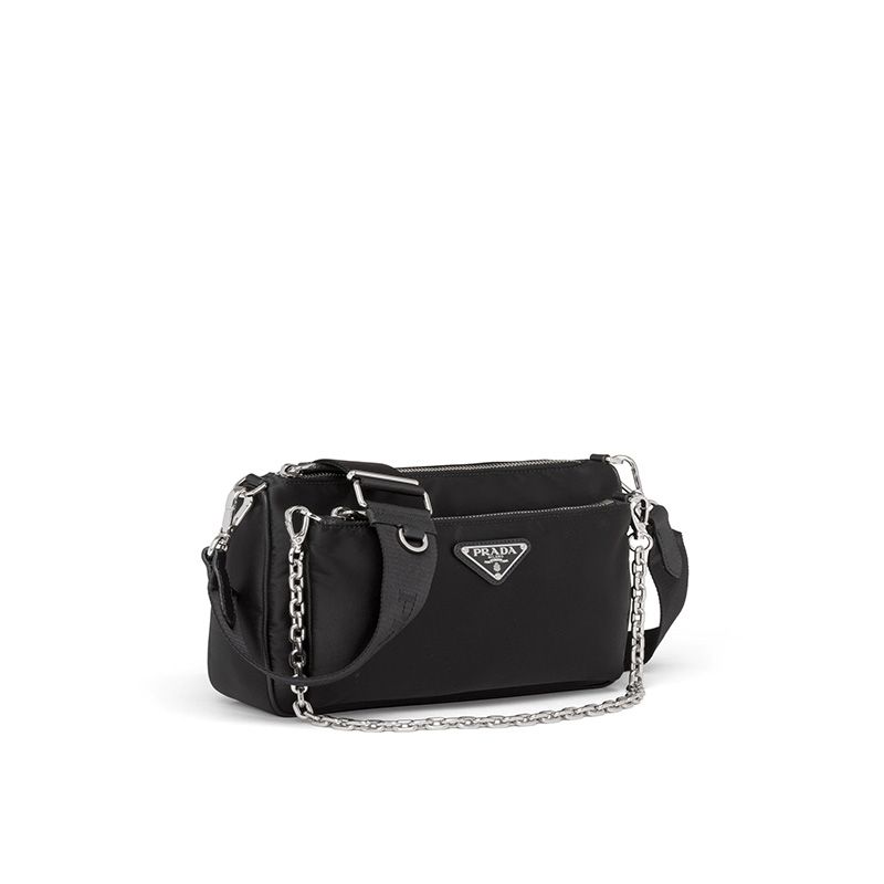 Prada 1BH168 Nylon Shoulder Bag In Black