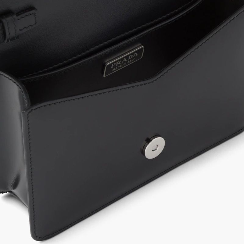 Prada 1BH189 Brushed Leather Shoulder Bag In Black