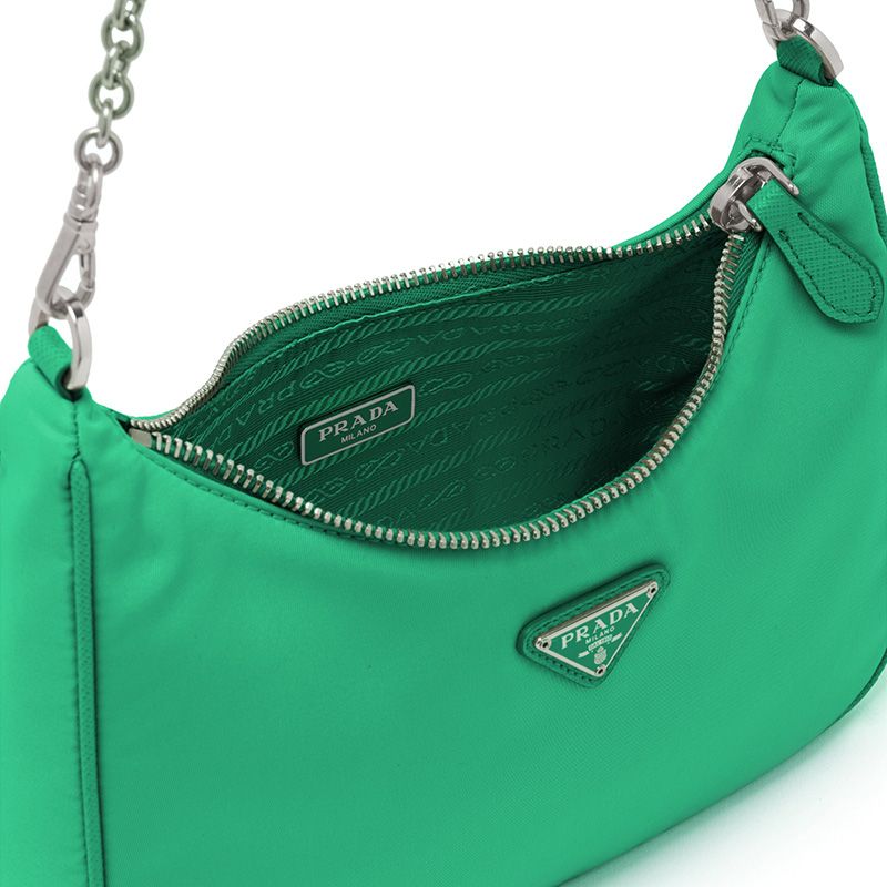 Prada 1BH204 Nylon Hobo Bag In Green