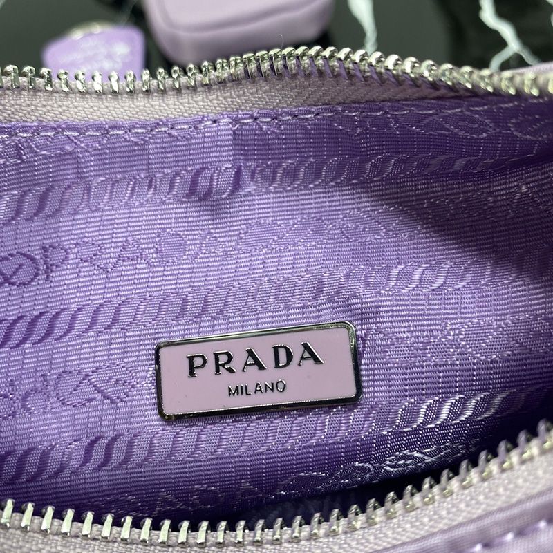 Prada 1BH204 Nylon Hobo Bag In Light Purple