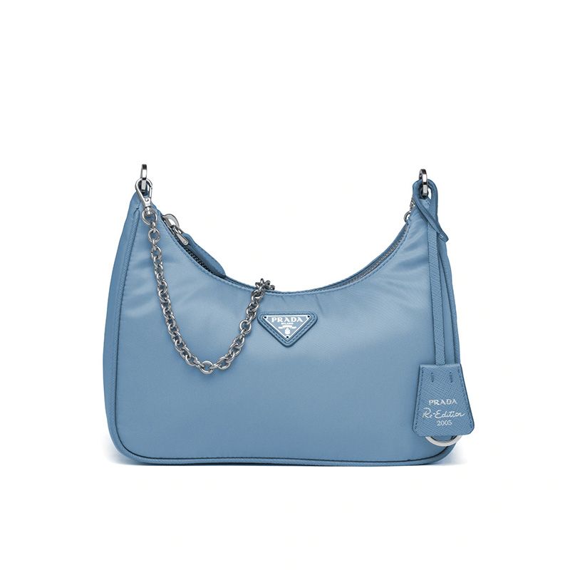 Prada 1BH204 Nylon Hobo Bag In Sky Blue