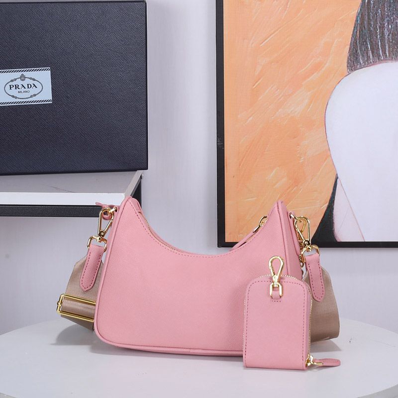 Prada 1BH204 Re-Edition 2005 Leather Hobo Bag In Pink