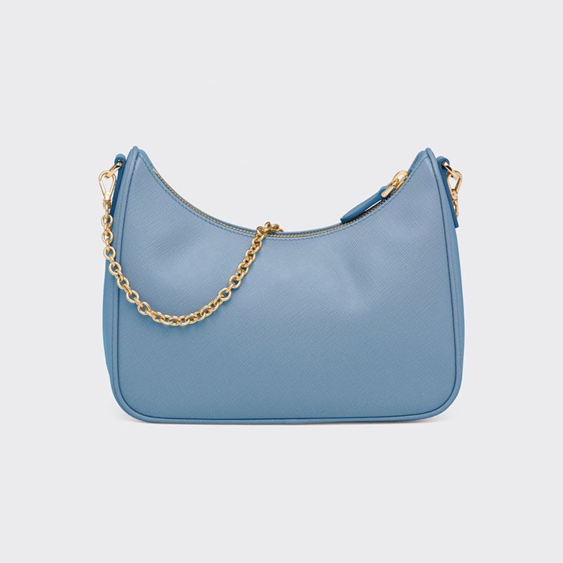 Prada 1BH204 Re-Edition 2005 Leather Hobo Bag In Sky Blue