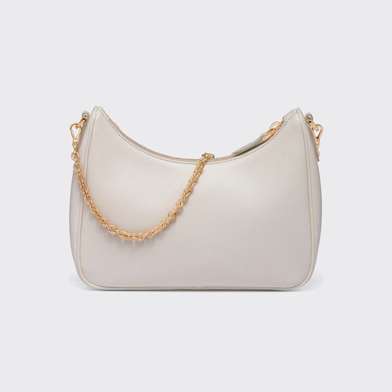 Prada 1BH204 Re-Edition 2005 Leather Hobo Bag In White