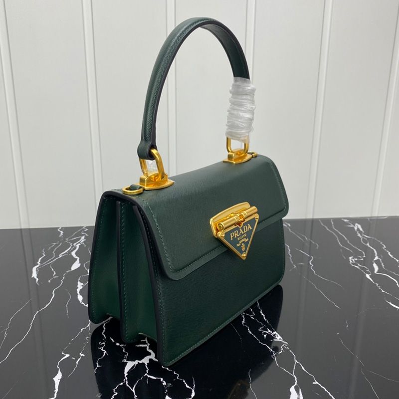 Prada 1BN021 Mini Saffiano Leather Galleria Bag In Green