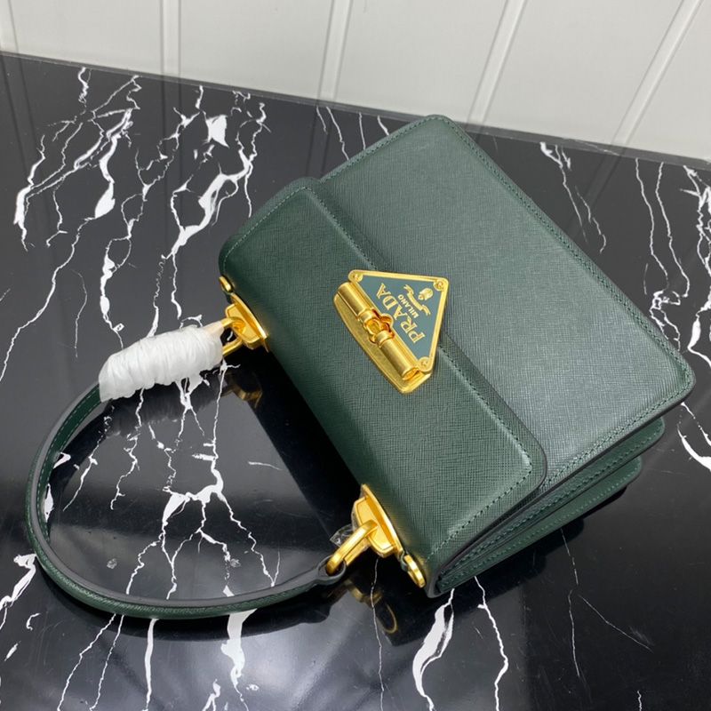 Prada 1BN021 Mini Saffiano Leather Galleria Bag In Green