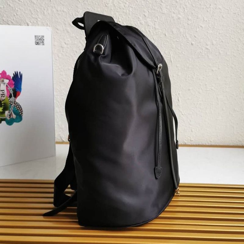 Prada 1BZ064 Nylon And Saffiano Leather Backpack In Black