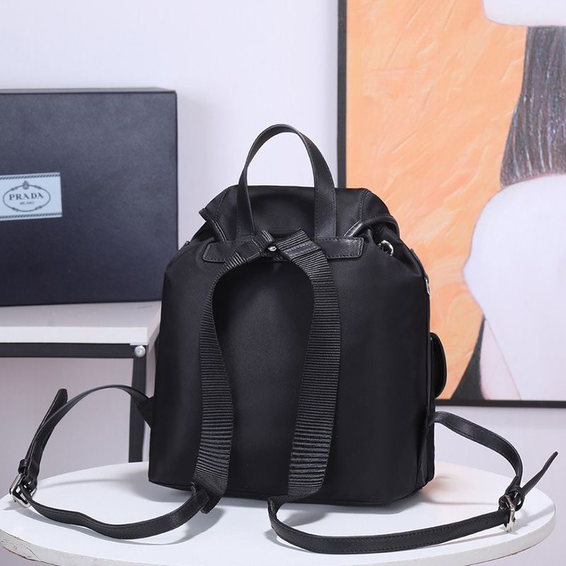 Prada 1BZ677 Nylon Backpack In Black/Silver