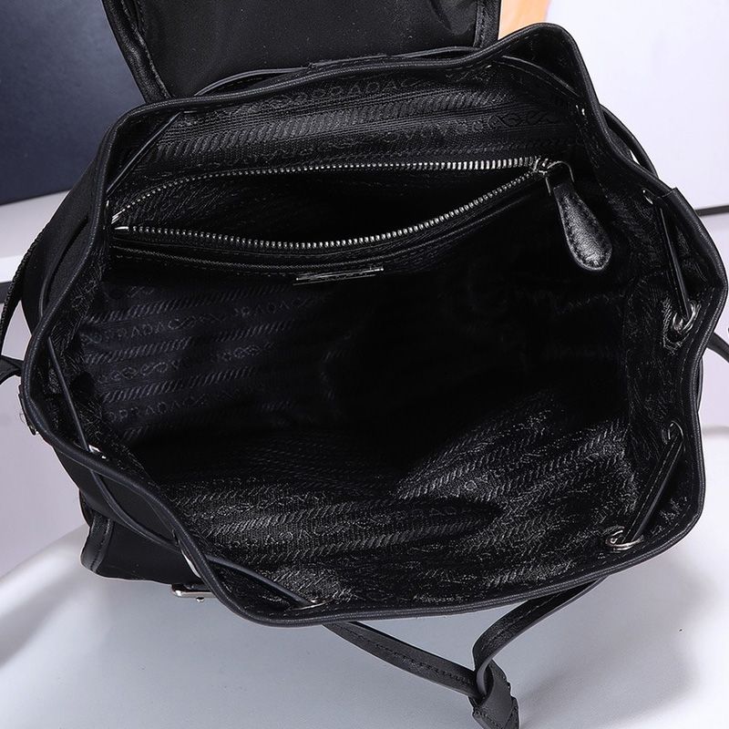 Prada 1BZ677 Nylon Backpack In Black/Silver