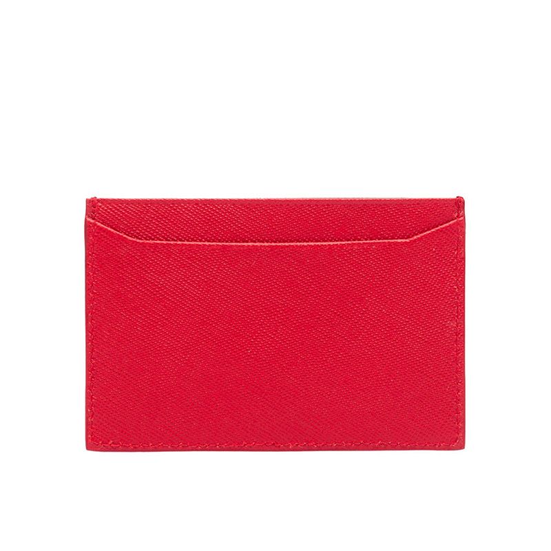 Prada 1MC208 Lettering Saffiano Leather Card Holder In Red