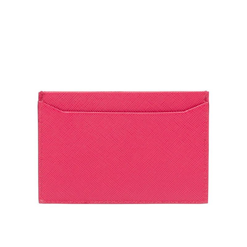 Prada 1MC208 Lettering Saffiano Leather Card Holder In Rose