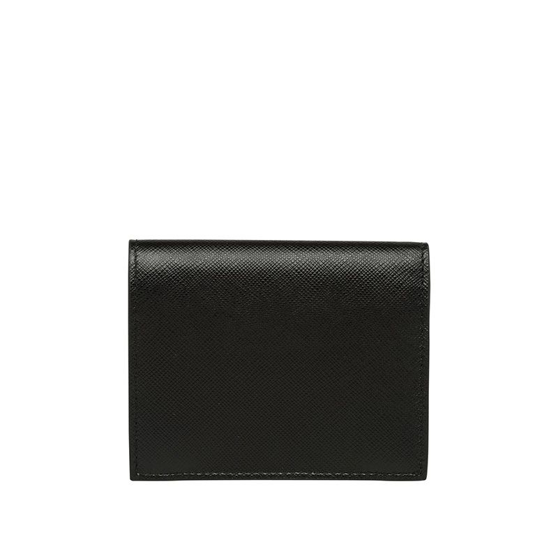 Prada 1MV204 Color-rich Lettering Saffiano Leather Bifold Wallet In Black